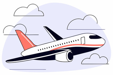 Fototapeta premium Airplane flying through clouds