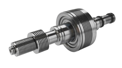 Industrial Shaft Component on Transparent Background
