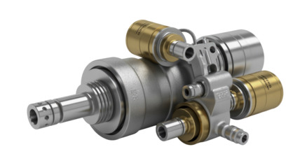 Industrial Valve Assembly on Transparent Background