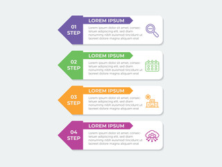 Fototapeta premium vector illustration infographic design template with 4 steps. Template for process, presentations, layout, banner, brochure.
