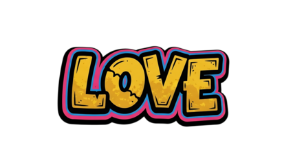 Isolated colorful love text on transparent background