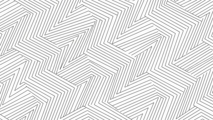 A black and white geometric pattern with chevron shapes and lines