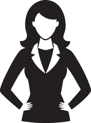 Professional Businesswoman in Black Suit Standing in Power Pose Vector Illustration