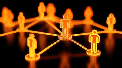 Connected human figures network illustration symbolizing communication and interaction