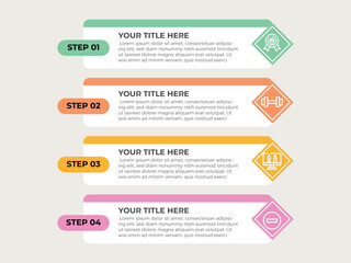Obraz premium vector illustration infographic design template with 4 steps. Template for process, presentations, layout, banner, brochure.