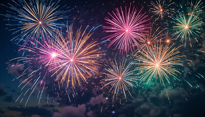 fireworks in the night sky