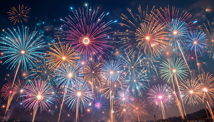 fireworks on the night sky