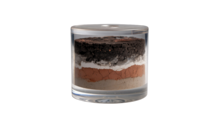 Soil layers in a transparent container