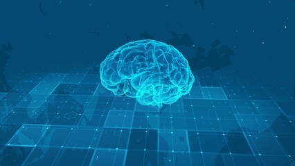 Futuristic Digital Human Brain Anatomy with AI Data Interface