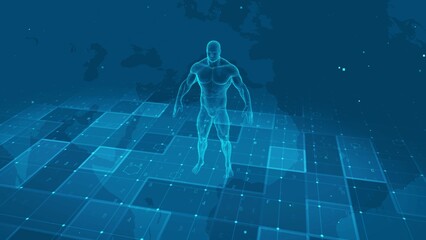 Futuristic Digital Human Body Anatomy with Medical Data Interface