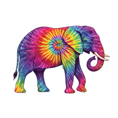 Vibrant tie dye elephant celebrating holi festival of colors