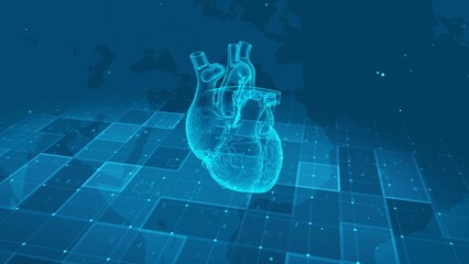 Futuristic Digital Human Heart Anatomy with Medical Data Interface