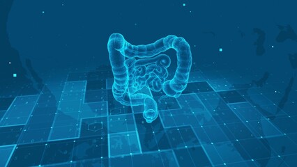 Futuristic Digital Human Intestine Anatomy with Medical Data Interface