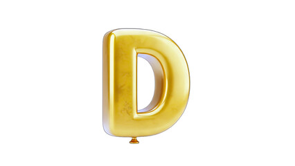 Golden Letter D Balloon Isolated on White