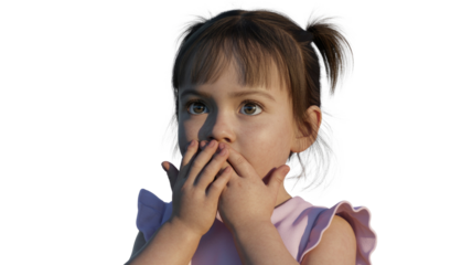 Surprised Girl with Hands Over Mouth