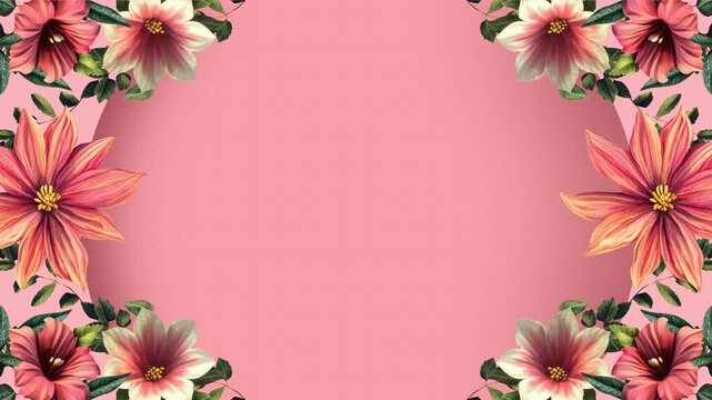 Elegant floral border with vibrant pink flowers on a soft pastel background, perfect for adding a touch of nature and beauty to designs.