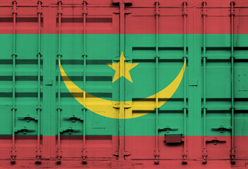 Shipping container with Mauritania national flag overlay