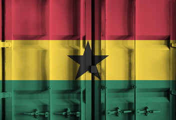 Shipping container with Ghana national flag overlay
