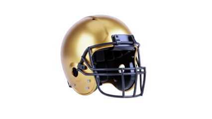 Golden Football Helmet Isolated on White Background