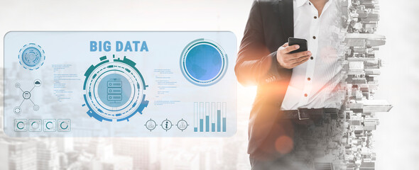 Big Data analytics technology for business intelligence and insights. A concept of processing and visualizing large datasets for strategic decisions. Motif