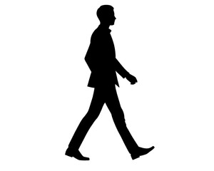 black silhouette of man walking, icon isolated on white background
