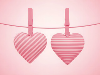 pink hearts hanging on rope