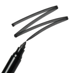 Three Gray Eyebrow Brushes with transparent background Black Handle on Black Background