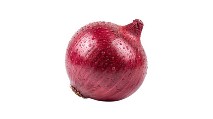 Fresh Organic Red Onion with Water Droplets isolated PNG with Transparent Background