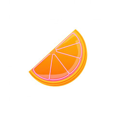 A bright orange slice with a gradient of yellow and pink on a black transparent background citrus
