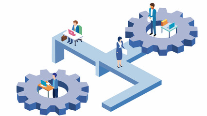 Business team working together on gear mechanism