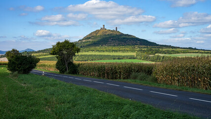 Historic castle ruins Hazmburk, popular landmark in Czech Republic