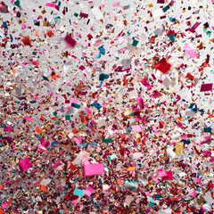 Colorful Confetti Falling, isolated on white background