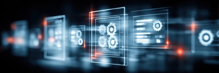 A high tech control room where analysts manage a business project by updating a digital checklist assigning each task and inspecting systems for compliance and productivity