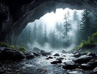 waterfall in the mountains