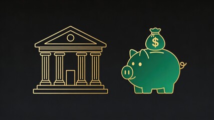 Finance Icon bank building Flat Fintech UI Illustration