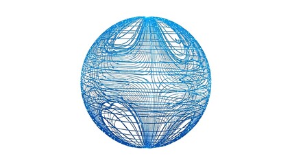 Abstract sphere with lines digital art on white background