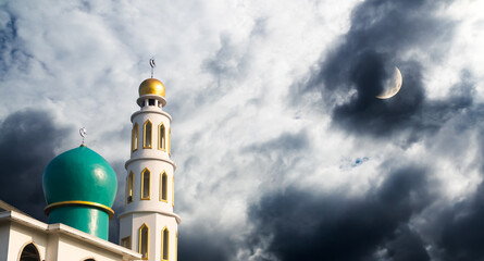 Masjid dome islam moon star night isra miraj namaz sunset background mubaruk greeting islam ramadan element masjid aqsa hajj kaaba umrah eid arabian religion islamic arab muslim greeting miraj kaaba.