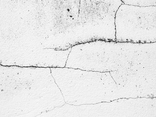 Obraz premium Crack wall texture background broken earthquake effect, whtie grey building cement damage pattern plaster grunge black line paint surface abstract, construction rough street concrete backdrop.