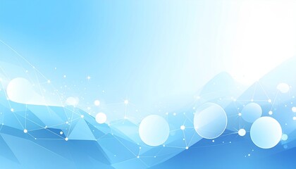 Abstract blue digital background showcasing a futuristic network of geometric polygons, connecting dots, and translucent spheres, symbolizing technology and innovation