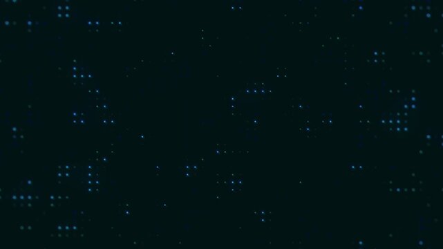 Blue Digital Grid of Blinking Dots. Futuristic Technology Data Screen Animation.
