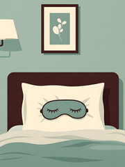 Sleep mask on pillow as part of evening relaxation routine
