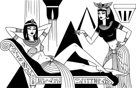 Ancient Egyptian Cleopatra Queen Vector Stylised Portrait Art