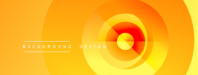 Abstract orange background. Concentric circles create dynamic visual effect. Text labels background and design present. Warm color palette dominates composition.