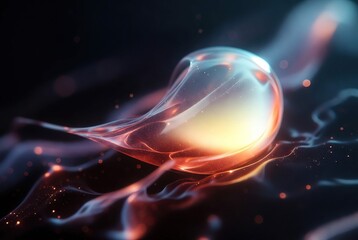 Fototapeta premium Glowing Liquid Energy Drop with Fiery Orange Tails