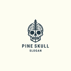 Pine skull logo template vector illustration design