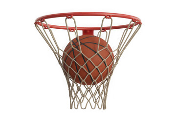 Basketball going through the hoop isolated on transparent background