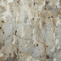 Visual of wall with peeling paint showing shades of brown and gray, scattered marks and textures created over time