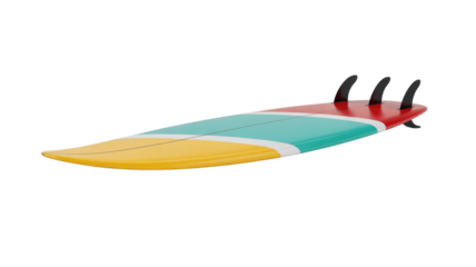 Colorful Surfboard with Fins
