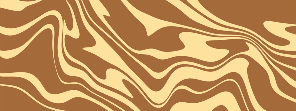 Coffee swirl chocolate pattern with wave texture and smooth caramel vector bg. Abstract dessert design forms dynamic cocoa line composition.