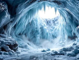 mountain river in winter